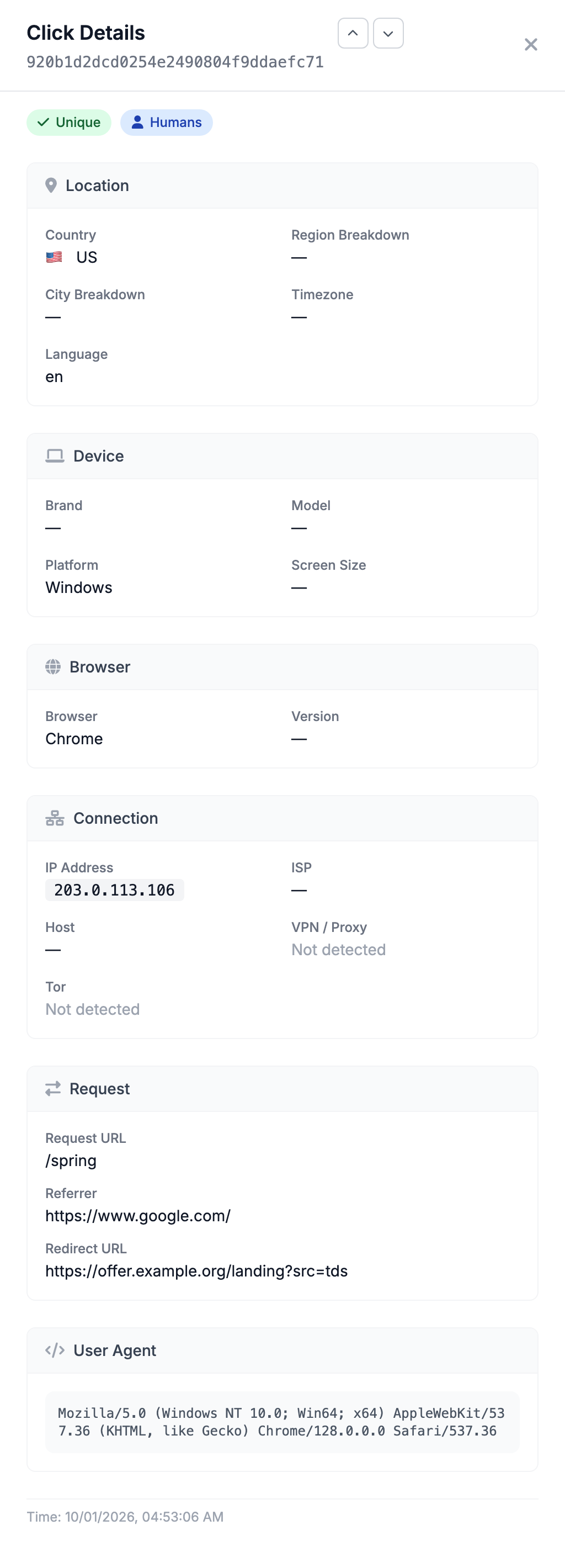 Click details