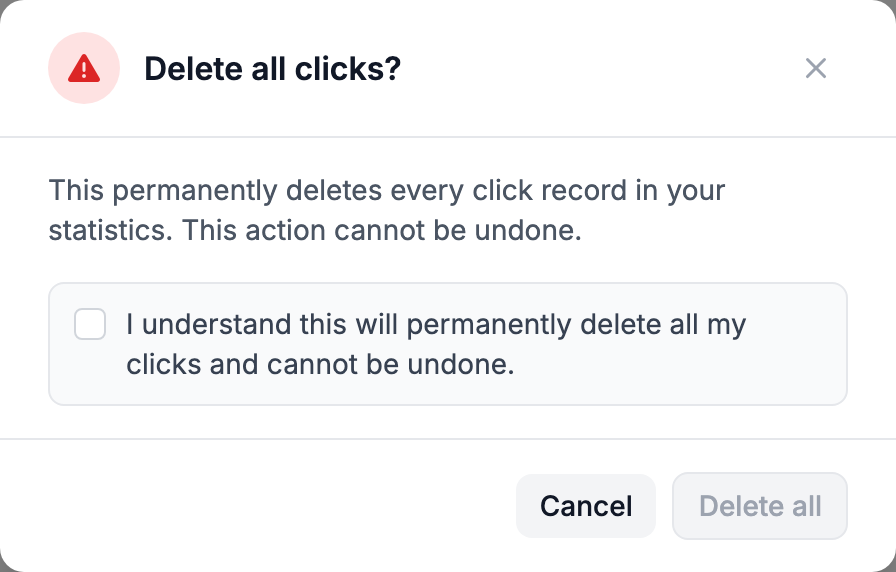 Delete all confirmation