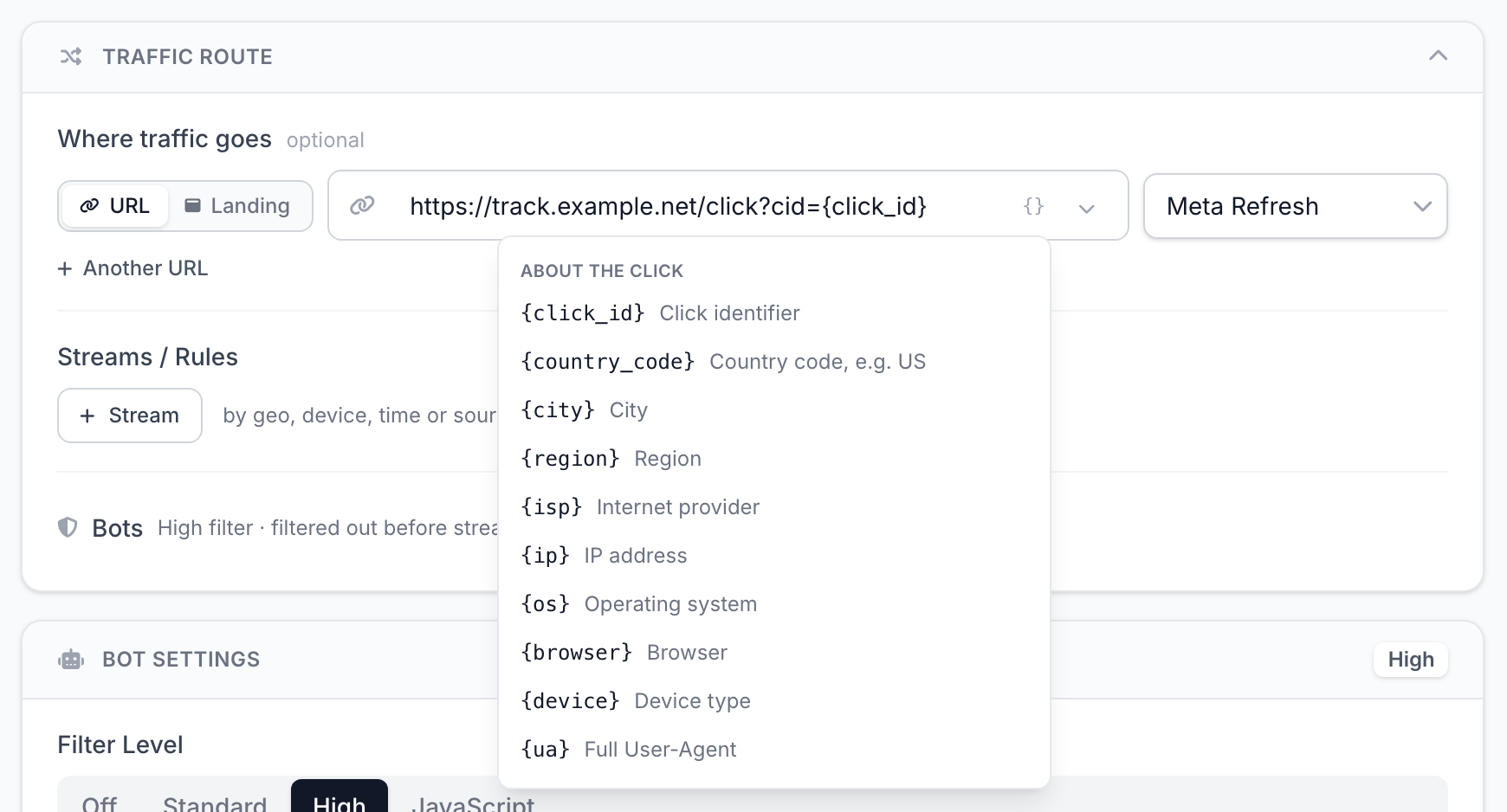 Tracker URL with the {click_id} macro