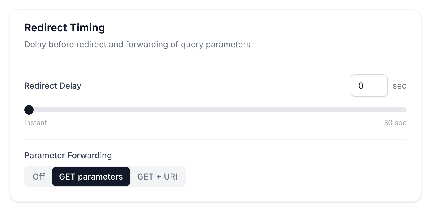 The Parameter Forwarding field set to GET parameters