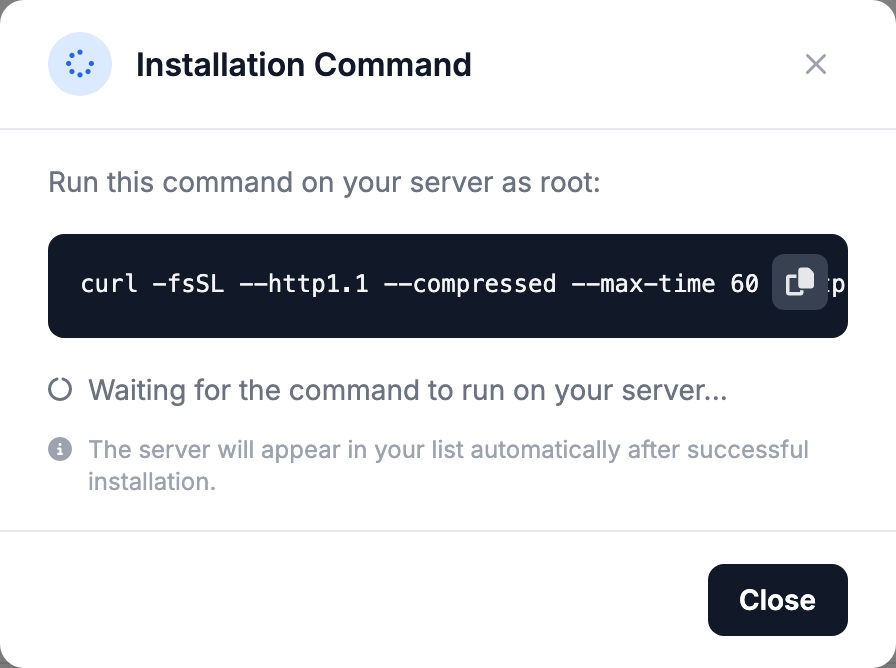 Window with the install command