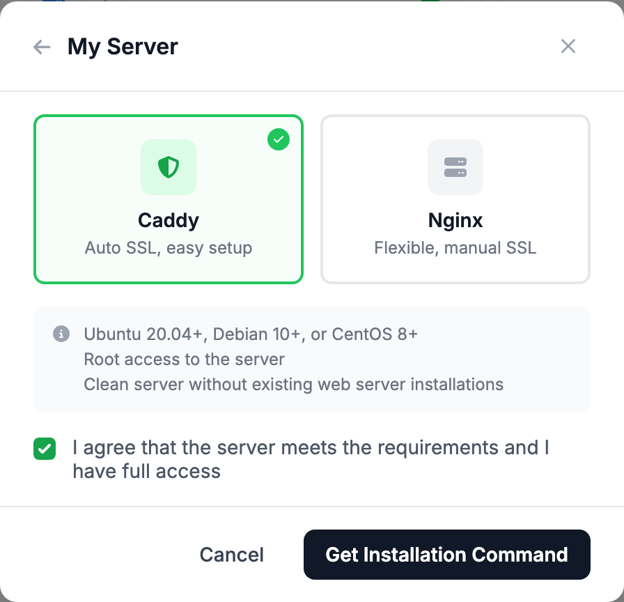 Caddy selected and requirements confirmed